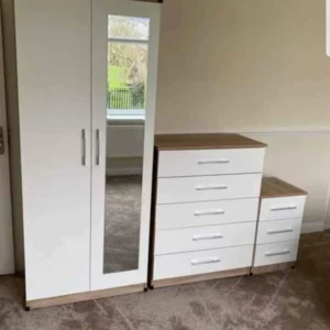 Two Door Gents Wardrobe With 1 Mirror - Fully Assembled