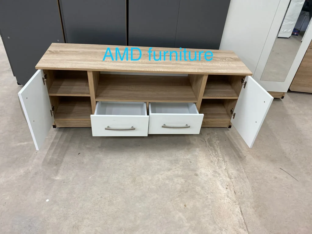 White TV Trolly -Set, Made with chipboard For housing for TV, LCD