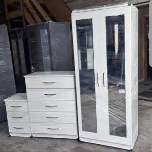 Two Door Gents Wardrobe With 2 Mirrors - Fully Assembled