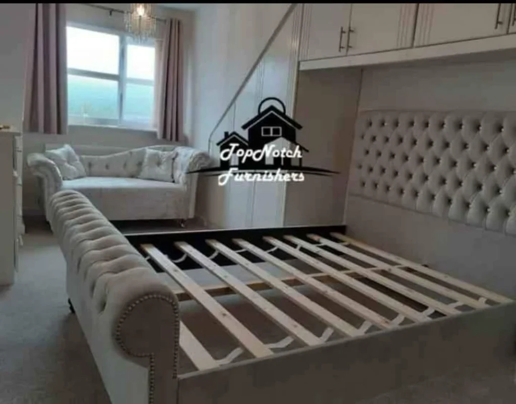 Super king sleigh bed frame without mattress, large scrolled headboard, UK cash on delivery