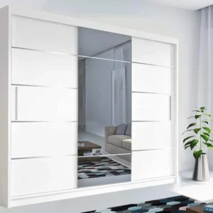 Compact 100cm sliding wardrobe premium MDF finish, 2 sliding doors for small bedroom, UK delivery