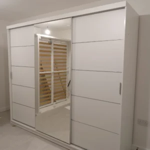 203cm sliding wardrobe premium MDF, 3-door sliding design for large bedroom, UK cash on delivery