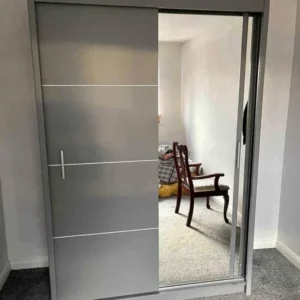 120cm sliding wardrobe premium MDF, 2 sliding doors, space saving design for bedroom, UK delivery