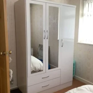 3 door gents mirrored wardrobe 114cm wide multiple colours UK